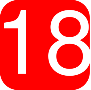 Red, Rounded, Square With Number 18 clip art - vector clip art ...