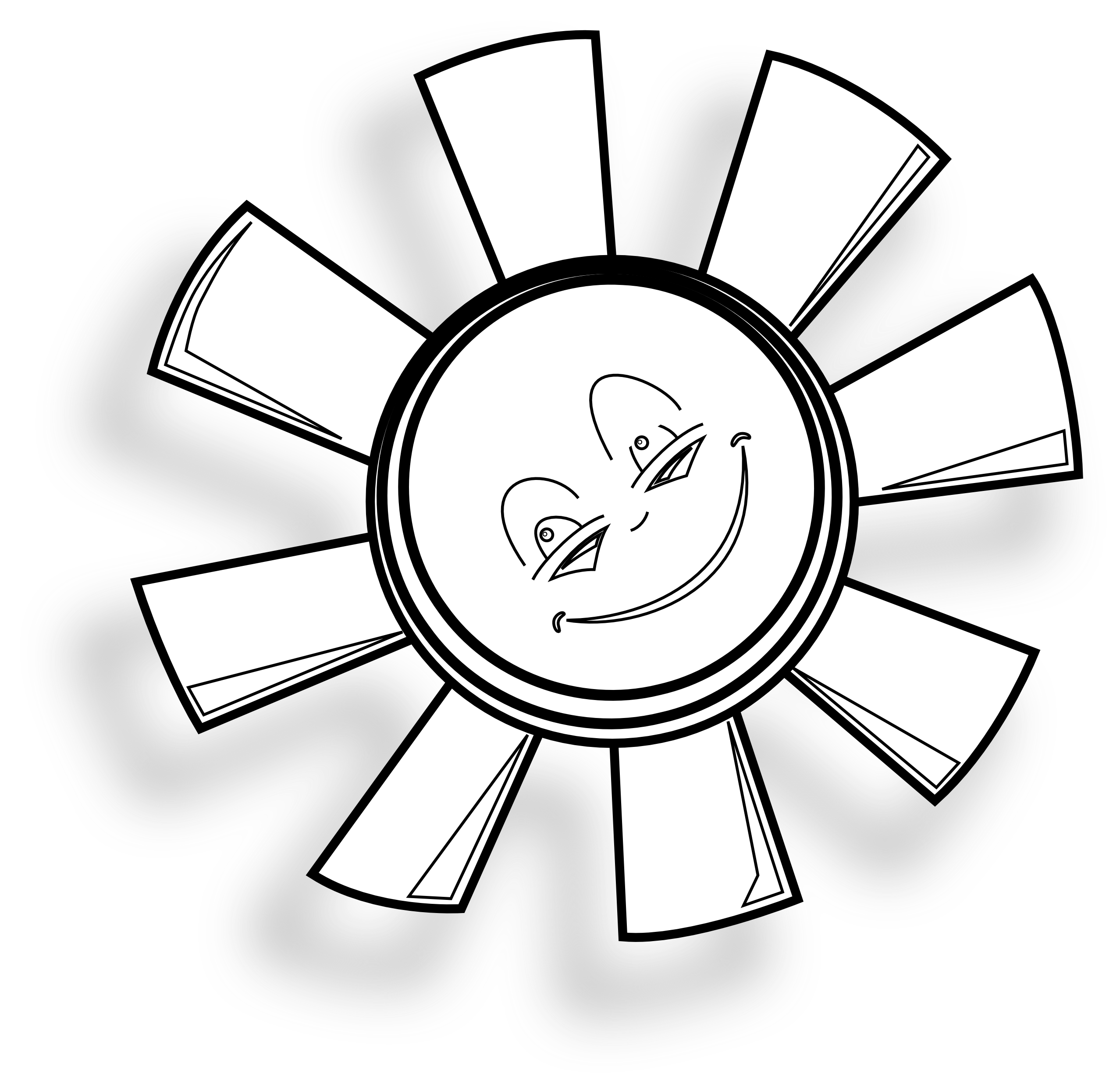 happy sun gm black white line art scalable vector graphics svg ...