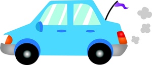 Driving Clipart Image - Cartoon Compact Car