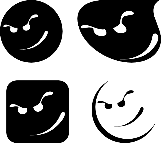 Clip Art: cool smileys faces black white line ...