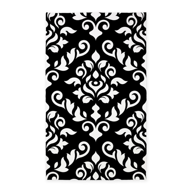 Baroque Damask Design B/w 3'x5' Area Rug by DamaskArtII