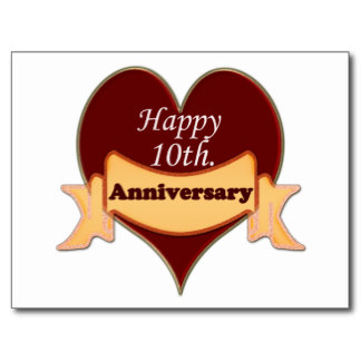Happy 10th Wedding Anniversary Post Card Templates, Happy 10th ...