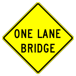 W5-1 Road Narrows Sign
