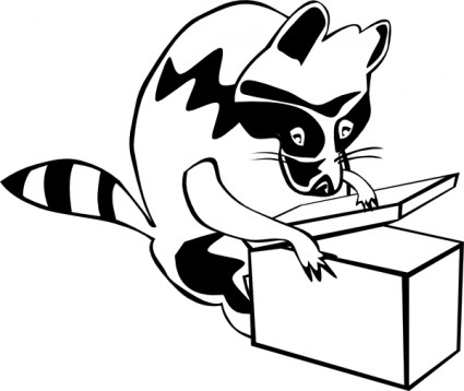 raccoon_opening_box_clip_art_ ...