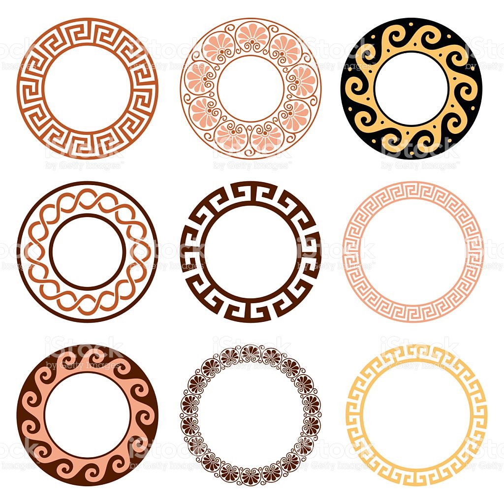 Ancient Greek Round Pattern Antique Borders From Greece stock ...