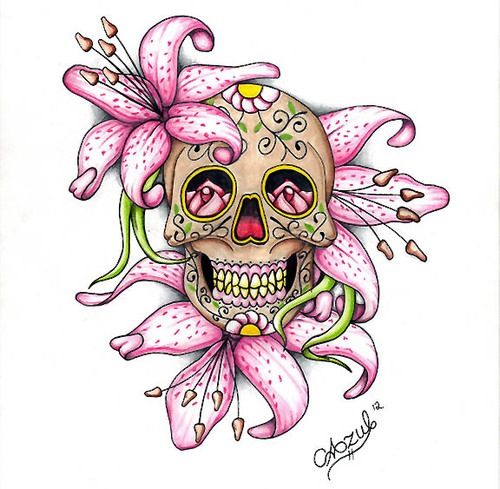 The skulls, Flower and Tattoo ideas