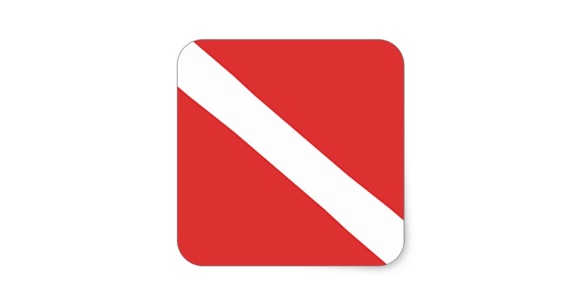 Scuba Diving Logo- Diver's Red White Flag Square Sticker | Zazzle