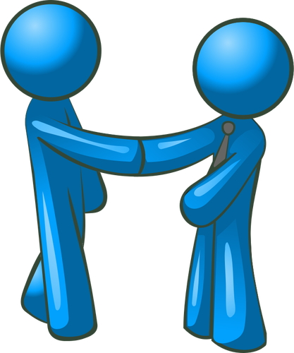 Vector drawing of blue figures shaking hands | Public domain vectors