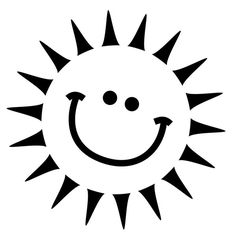 Happy sun clipart black and white - ClipartFox