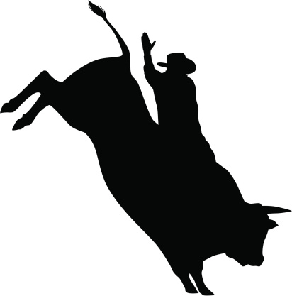 Silhouette Of Bull Riding Clip Art, Vector Images & Illustrations ...