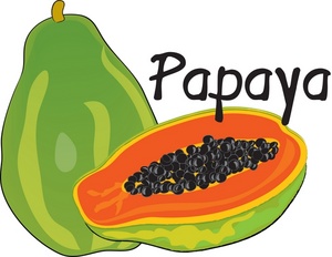 Papaya Clipart Image - Fresh Papaya Fruit, One Sliced in Half to ...