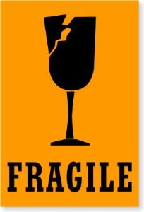 Fragile (cracked wine glass symbol), Fluorescent Paper ...