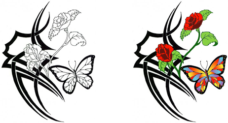 combinationbutterflytattoos black and white tattoo design, art ...