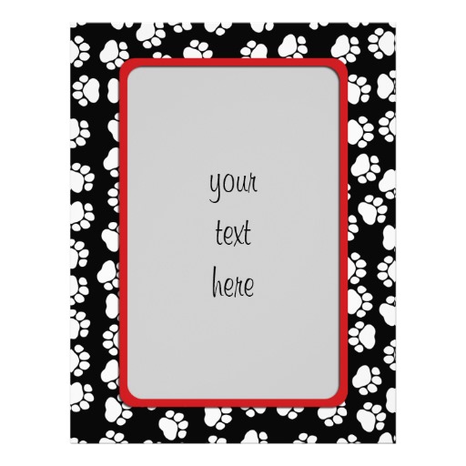 Dog Paws Traces Pawprints White, Black Personalized Letterhead ...