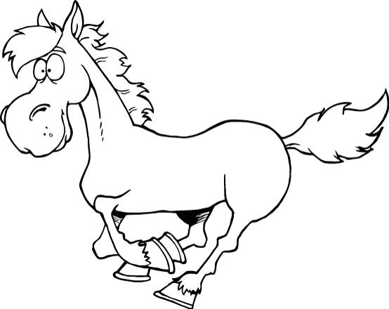 printable worksheet of smiley cartoon horse for kids - Coloring Point