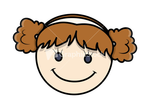 Happy Cartoon Kid Girl Face Expression