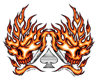 Flaming Skull Tattoo Design
