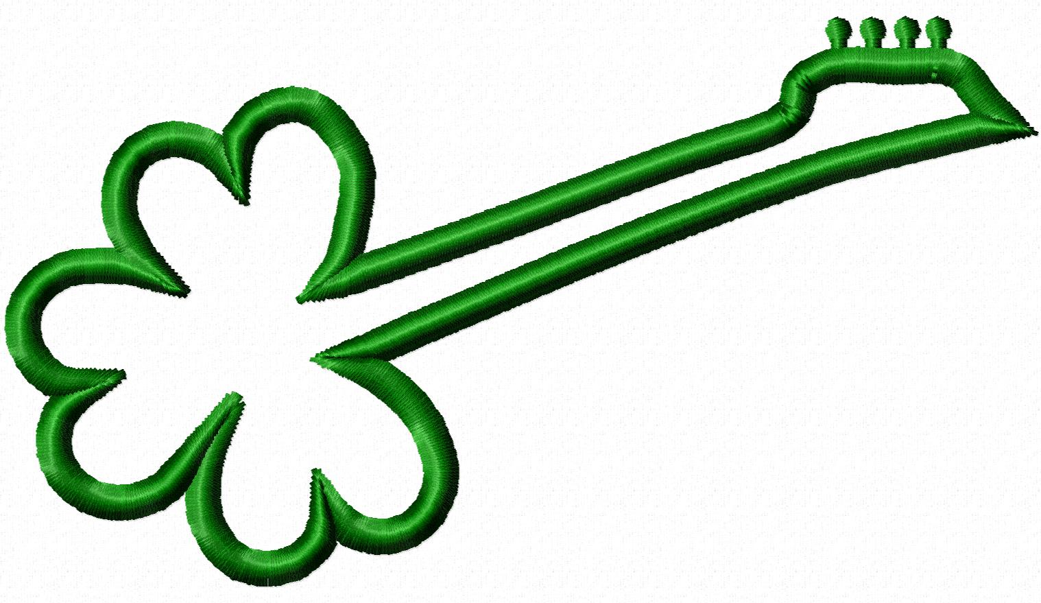 Applique Shamrock Guitar Machine Embroidery Design