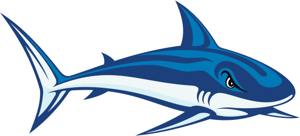 Cartoon Of A Shark Line Art Clip Art, Vector Images ...