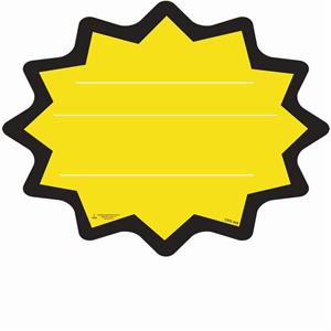 Store Sign, Starburst Assorted Colors, 10" across