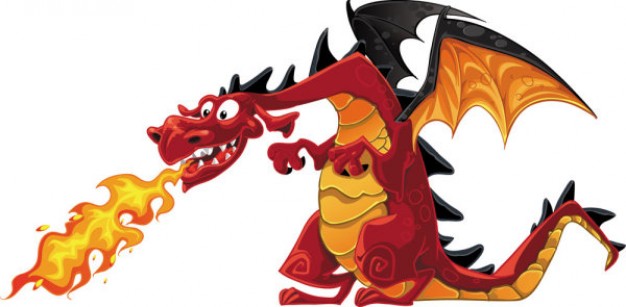 Cartoon Dragon Breathing Fire