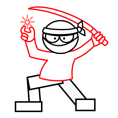 Drawing a cartoon ninja