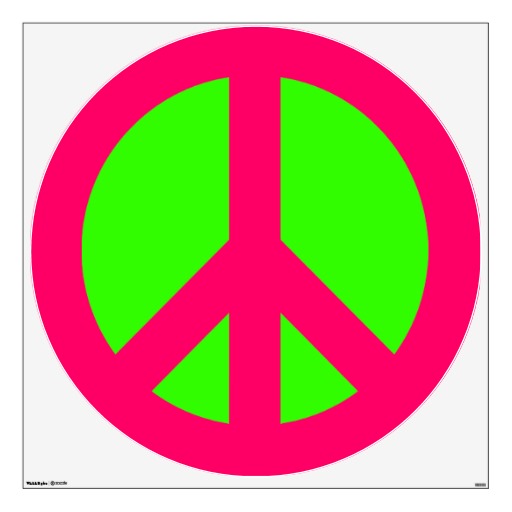 Hot Pink and Green Peace Sign Wall Decal from Zazzle.