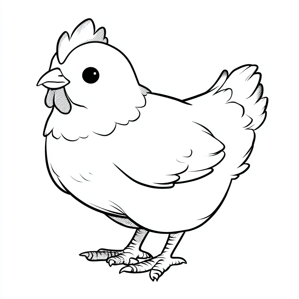 Cartoon Chicken Coloring Page