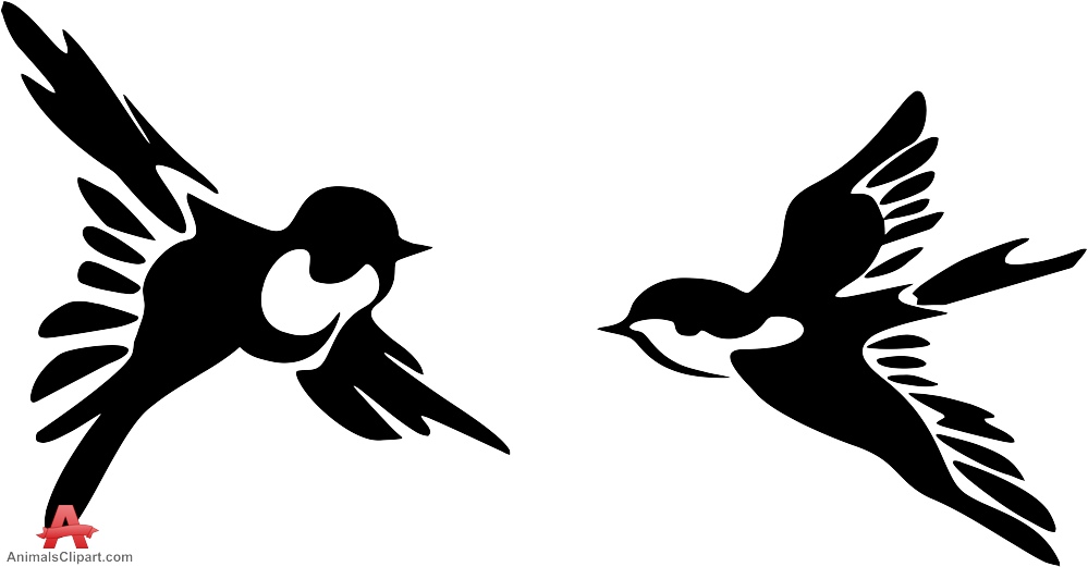 Silhouette of Two Birds Flying | Free Clipart Design Download