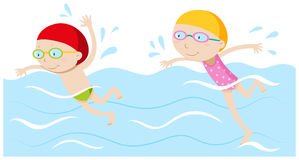 Little girl swimming pool clipart