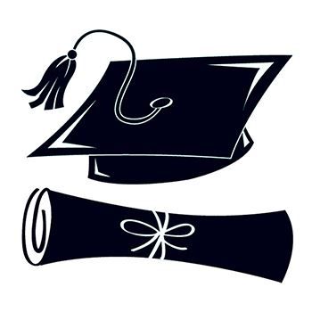 Black Graduation Cap and Scroll Temporary Tattoo