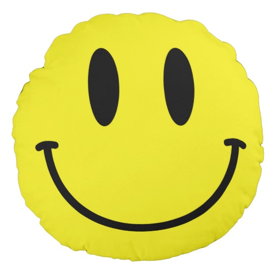 Smiley Face and Sad Face Yellow Round Pillow | Zazzle