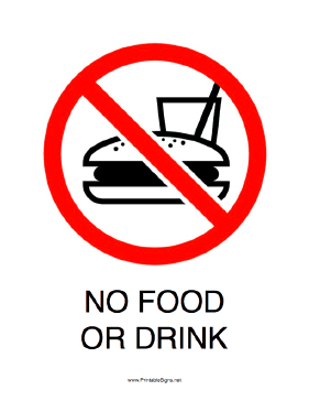 Printable No Food Or Drink Sign