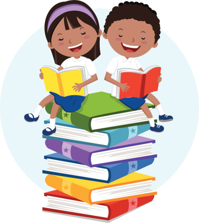 Cartoon Of A Reading Children Clip Art, Vector Images ...