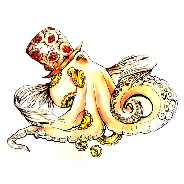 Yellow Octopus Tattoo Design