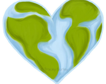 World and heart clipart