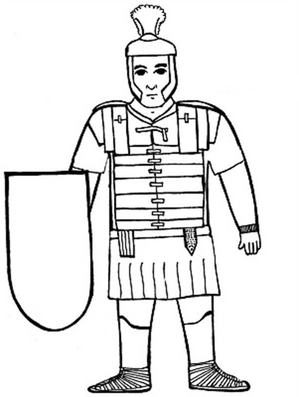 A Kids Drawing of Ancient Rome Soldier Coloring Page - NetArt