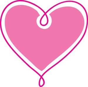 Hearts Clipart Image - Delicate Pink Heart Graphic with Outline