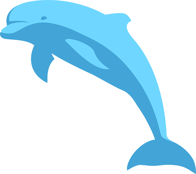 Free Simple Blue Dolphin Clip Art