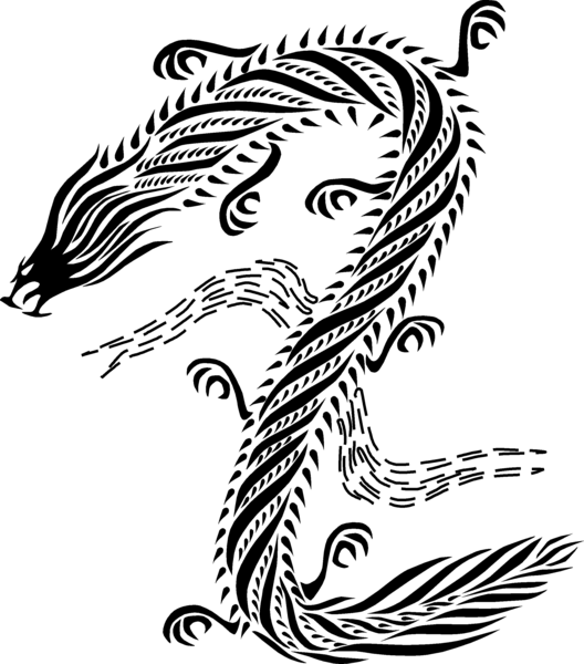 Download Dragon chinese style black & white Vector Free