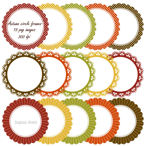 Autumn Circle Labels / Frames Clip Art Set Fall by digitalfield