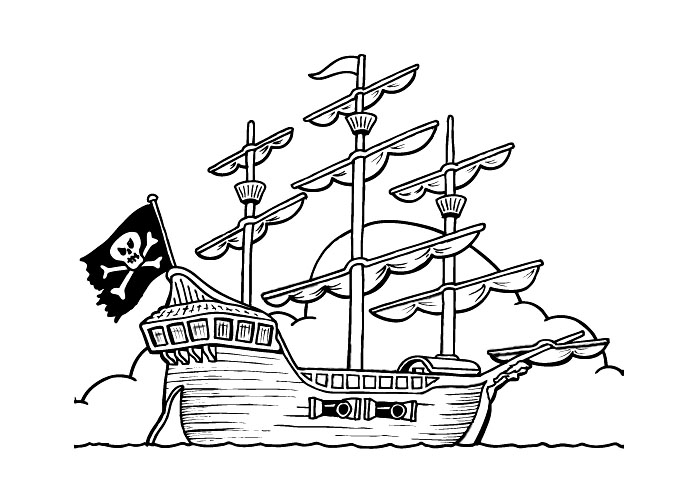 Printable Pirates Coloring Pages Treasure Pirate Ships | Hagio Graphic