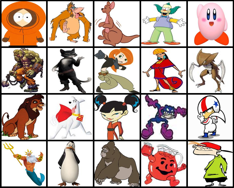 Can you name the cartoon/animated characters pictured below, all ...