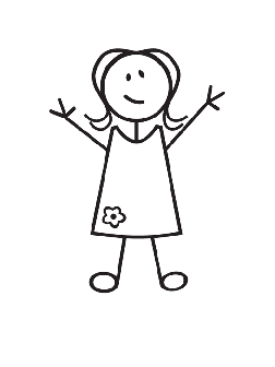 Stick figure girl clipart black and white