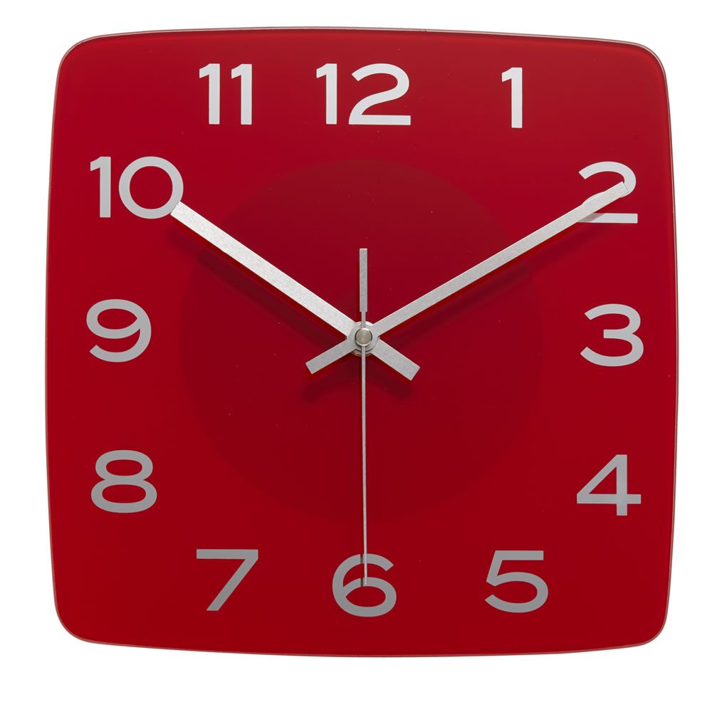 Wilko Square Wall Clock Red at wilko.com