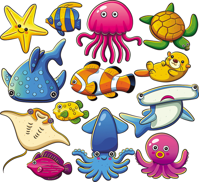 Cartoon Marine Animals | Free Vector Graphic Download
