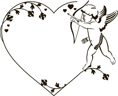 Cupid and valentine frame vector material 01 - Vector Heart-shaped ...