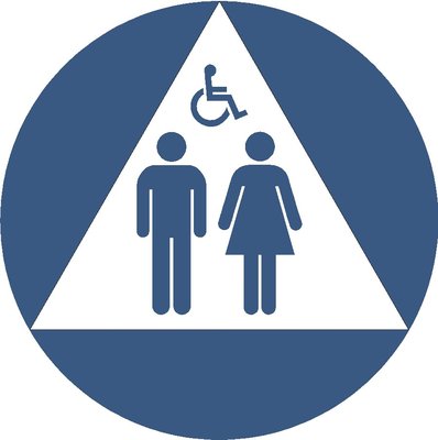 unisex restroom door sign | Yelp