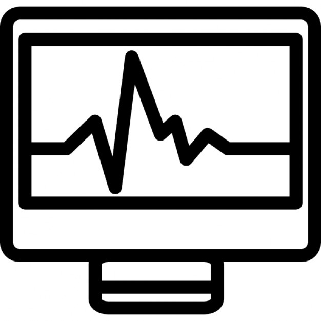 Computer graphic on a monitor outline symbol in a circle for ...