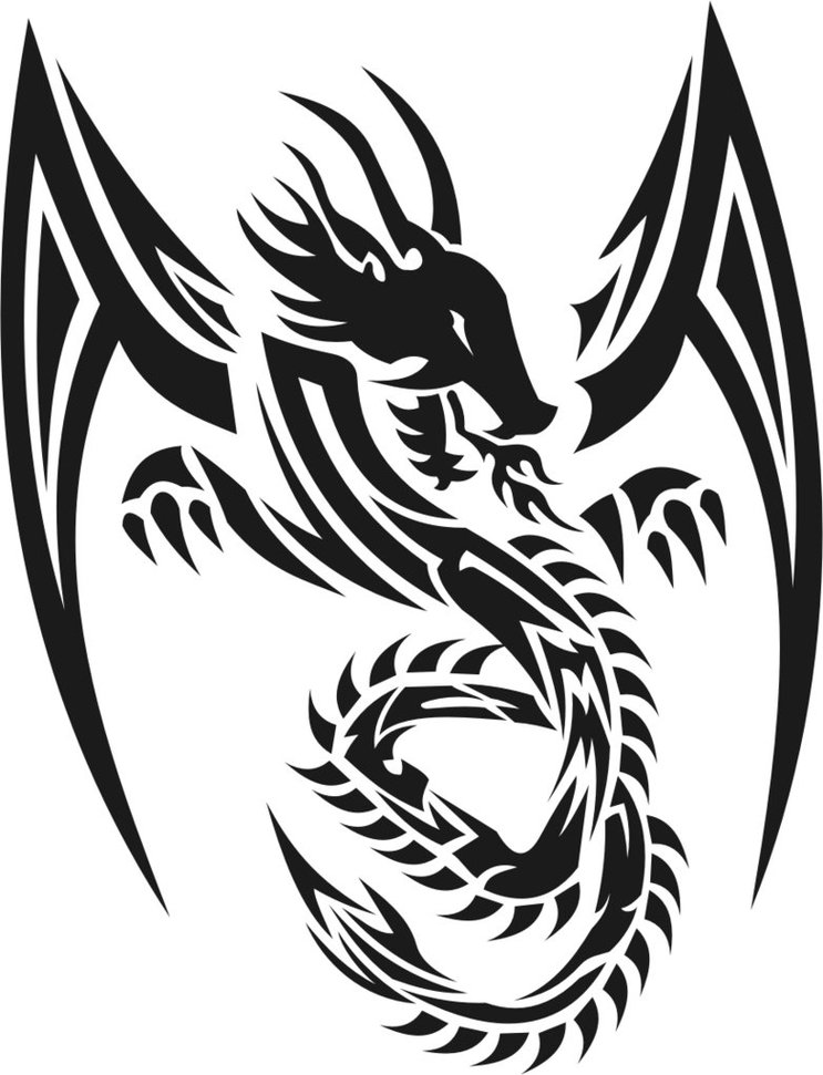 Tribal Dragon Drawing Clipart - Free to use Clip Art Resource